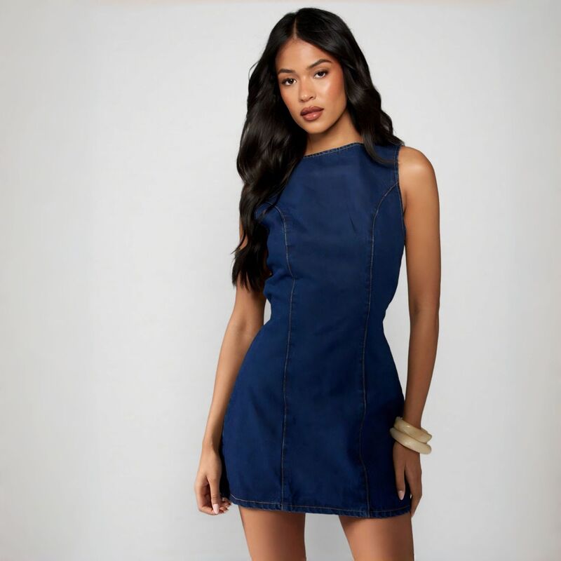Denim Dress Autumn Style Three Colors Long Zipper European and American Amazon Jeans Autumn Solid Color Slimming European and American Style Denim Dress Autumn Style Three Colors Long Zipper European and American Amazon Jeans Autumn Solid Color Slimming European and American Style