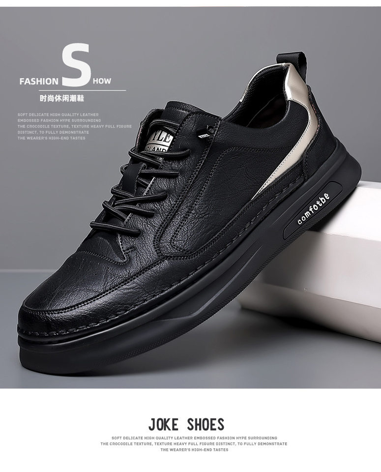 Giày sneaker nam da bò thật đế dày, giày thể thao đa năng phối đồ hợp xu hướng — PZ6018 màu trắng, PZ6018 màu đen chi tiết 14