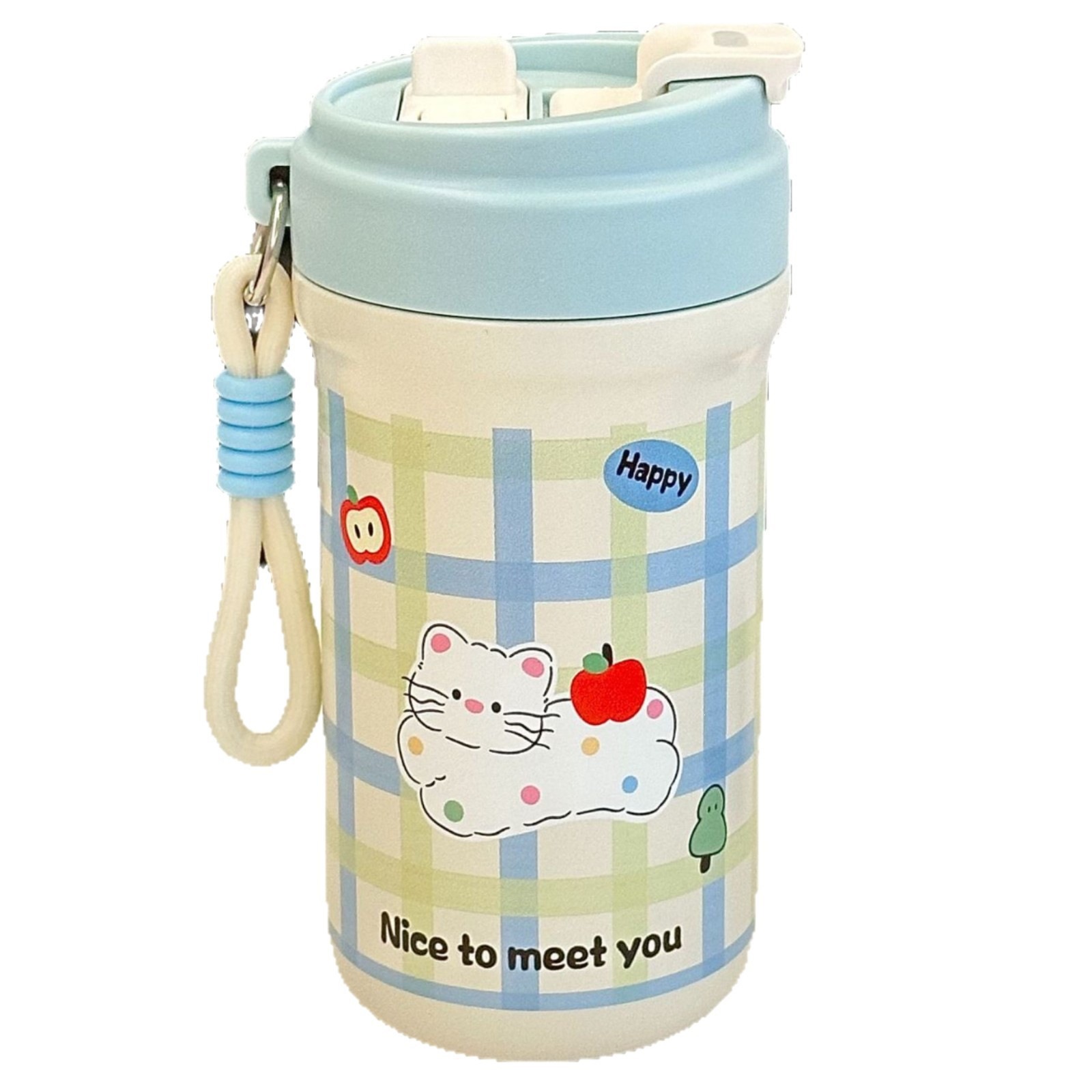 Taza de agua de acero inoxidable de alto valor nominal simple, taza de aislamiento térmico diaria para estudiantes, cuerdas de separación de té, tazas de gran capacidad