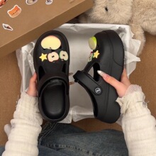 少女心甜美苹果洞洞鞋2025夏季新款女外穿厚底防滑沙滩包头凉拖鞋