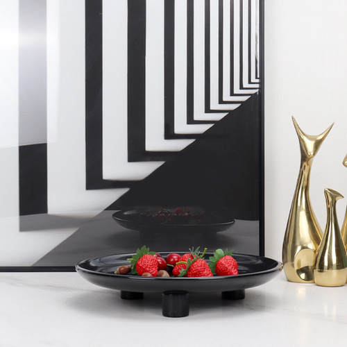 European Natural Marble Round Fruit Bowl Household Hotel Villa Living Room Coffee Table Dry Fruit Snack Plate Wholesale