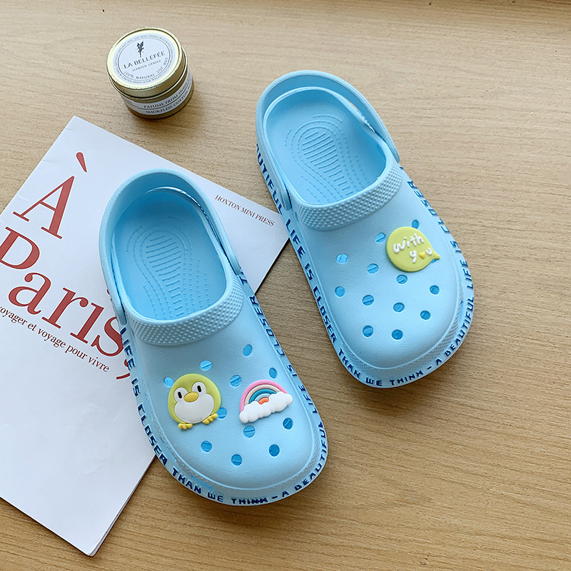 Zapatos con agujeros para mujer Xia ins marea suela gruesa Baotou zapatos de enfermera antideslizantes zapatos de oficina transpirables de moda sandalias y zapatillas para mujer