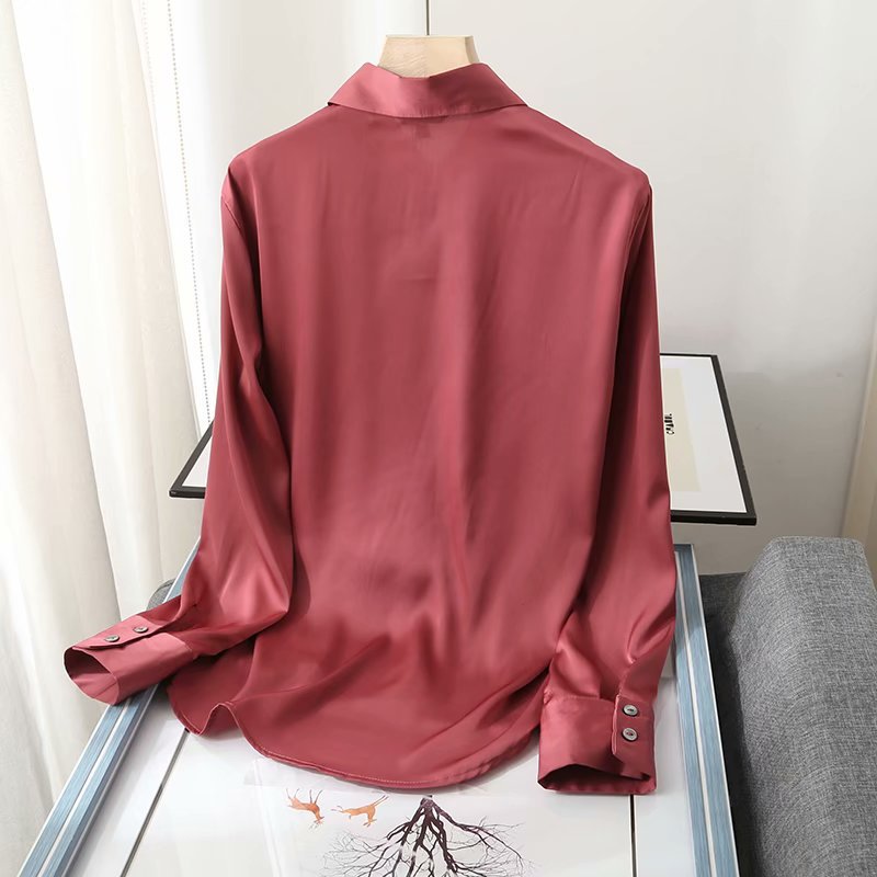 elegant satin casual solid color shirt  NSAM33975