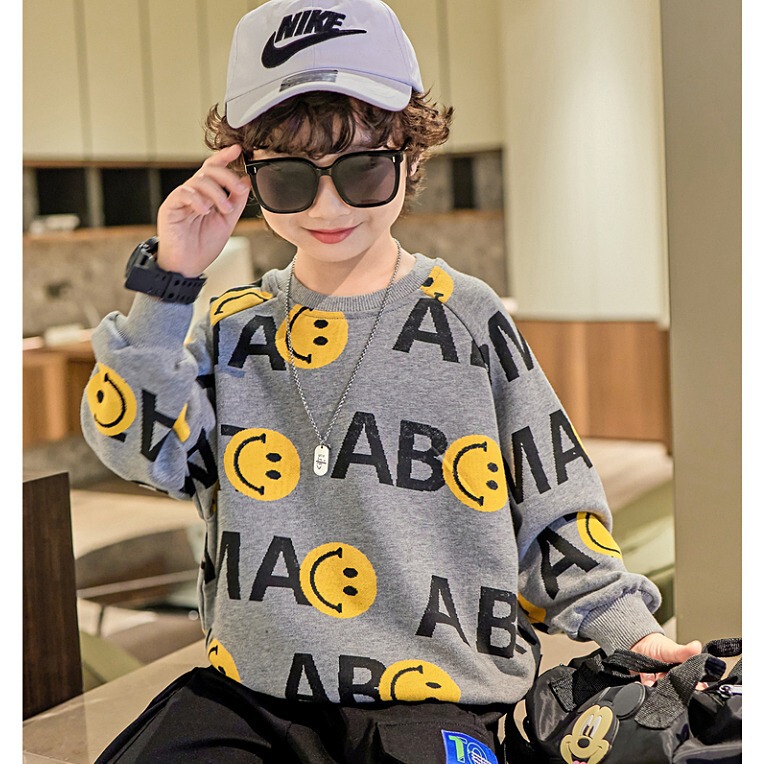 Boys' Sweater Spring and Autumn New Children's Base Shirt Children's Handsome Fashion All-match Long-sleeved Top Korean Style Trendy Boys' Sweater Spring and Autumn New Children's Base Shirt Children's Handsome Fashion All-match Long-sleeved Top Korean Style Trendy