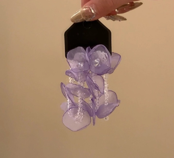 Purple flower earrings