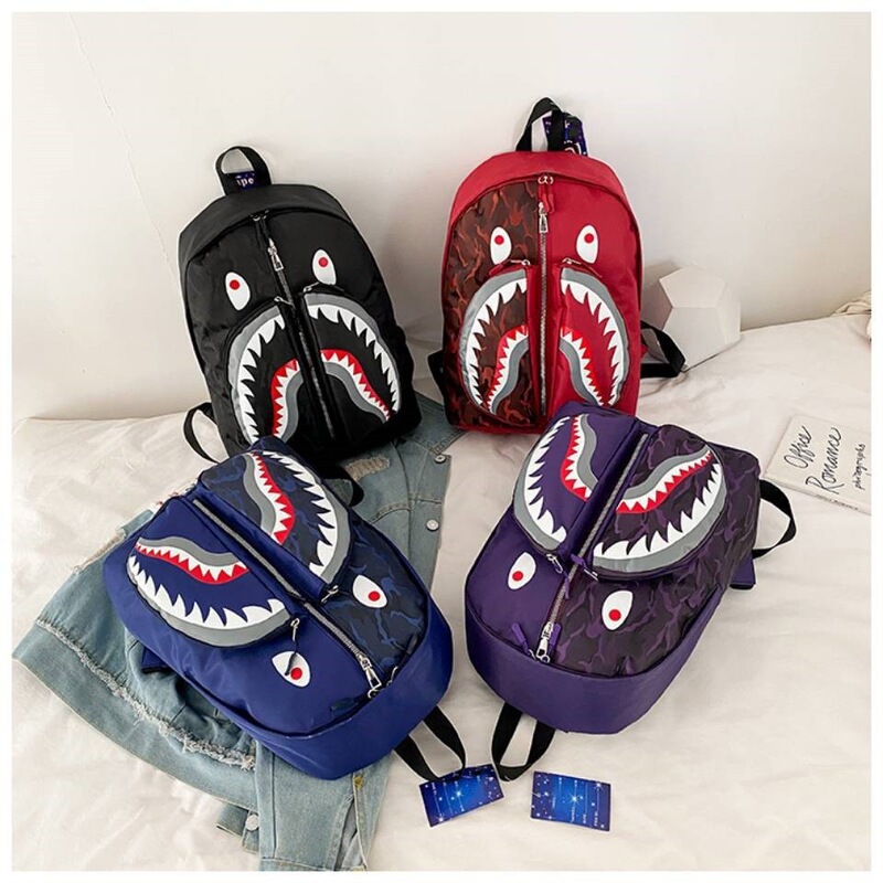 2022 New Style Shark School Bag Bape Personalized Graffiti Student Backpack Men's and Women's Fashion Trendy Backpack