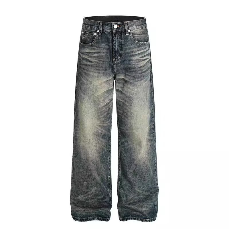 Unisex Retro Washed Distressed Whiskered Jeans 2025 Loose Wide Leg Midweight Straight Pants Versatile Trousers for All_mkmklike.com