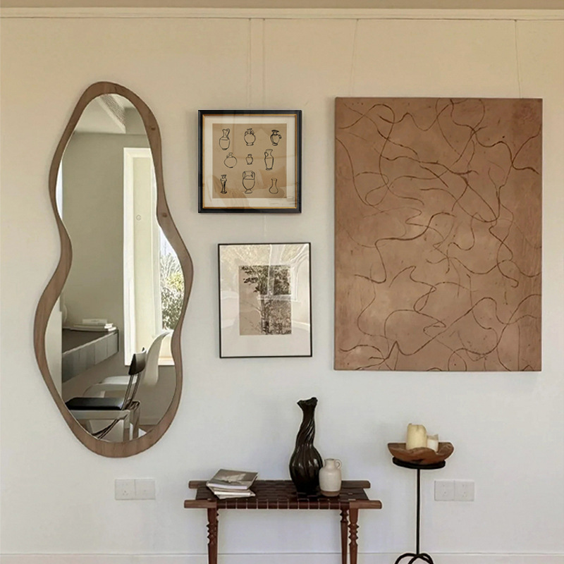 The atmosphere is quiet and ancient style. Living room combination decorative painting retro abstract art sofa background wall hanging painting