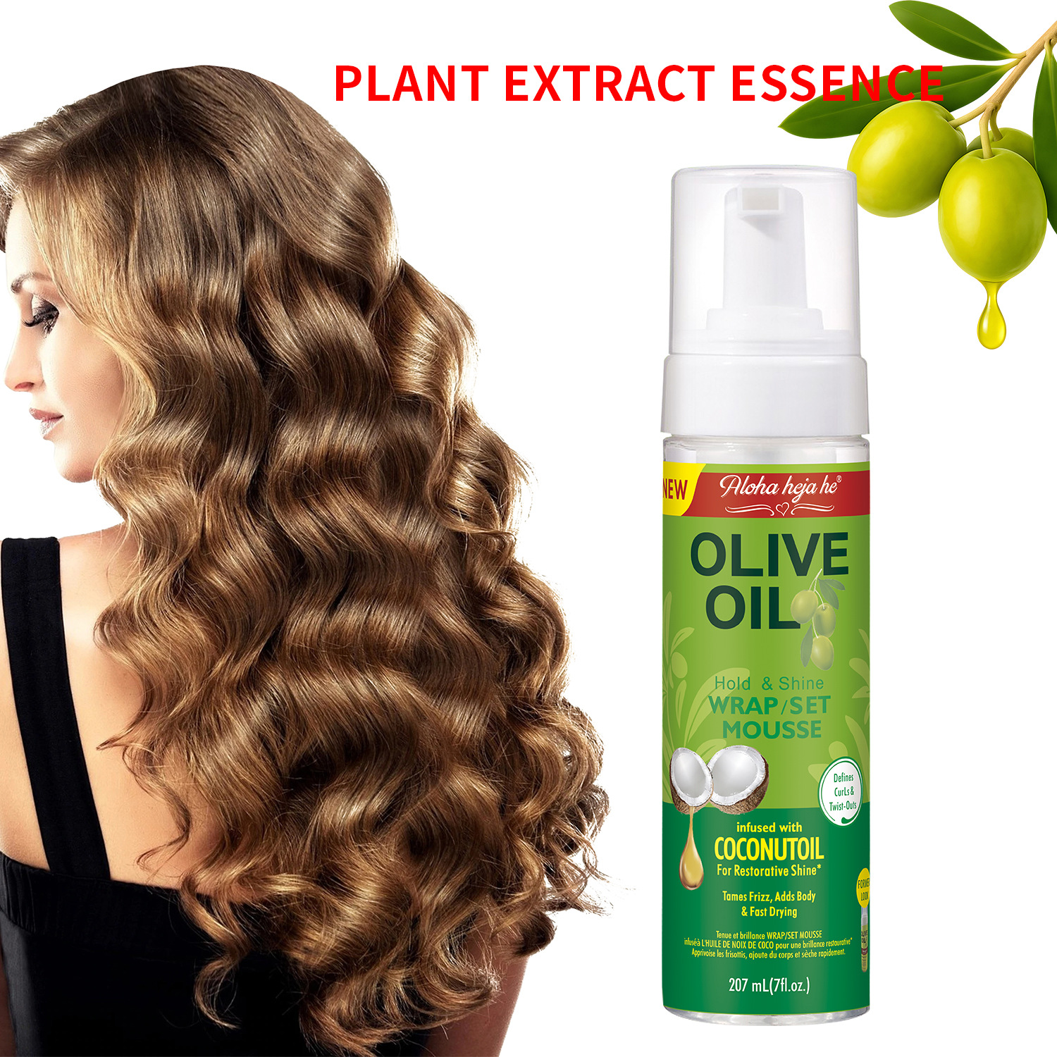Coco transfronterizo modelado mousse espuma de oliva cera para el cabello rizado modelado cabello esponjoso espuma de cera mousse al por mayor