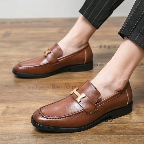 2025 Spring Slip-On Fashion Trend Leather Shoes for Youth, Versatile British Style Casual Leather Shoes Trendy Shoes