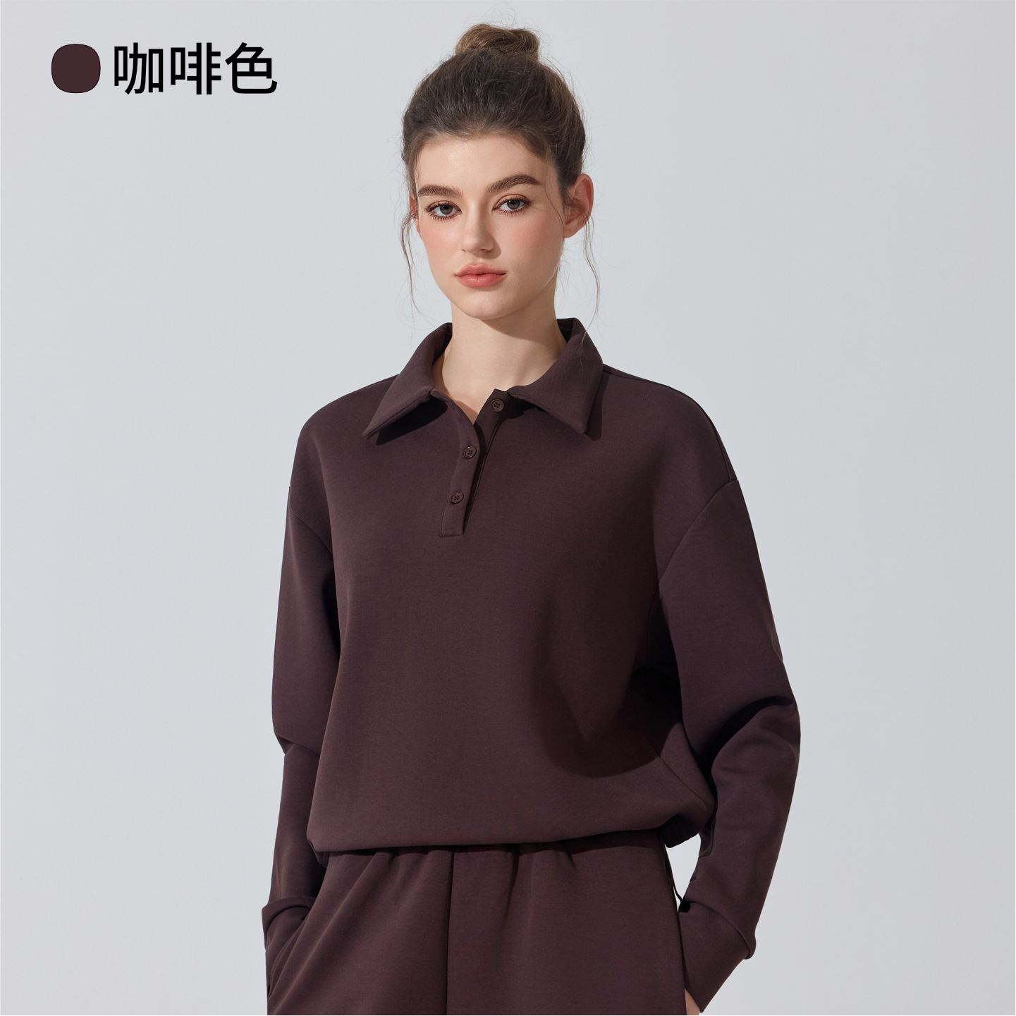 Europa y los Estados Unidos cross-border polo camiseta de invierno de otoño correr ropa deportiva de fitness overhead casual versátil ropa de yoga de mangas largas mujeres