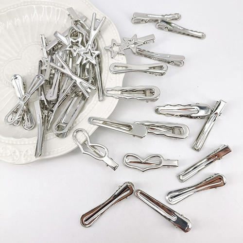 Stainless steel plated iron hair clips wholesale, various shapes and sizes, side clips, five-pointed star, water drop, cloud, wave, hollow design