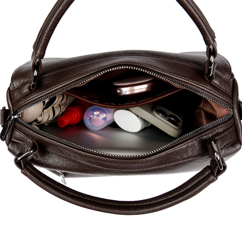 Boston Women's Bag 2025 New Trendy Fashion Versatile Soft Leather Large Capacity Handbag Shoulder Crossbody Bag - Thumbnail 4
