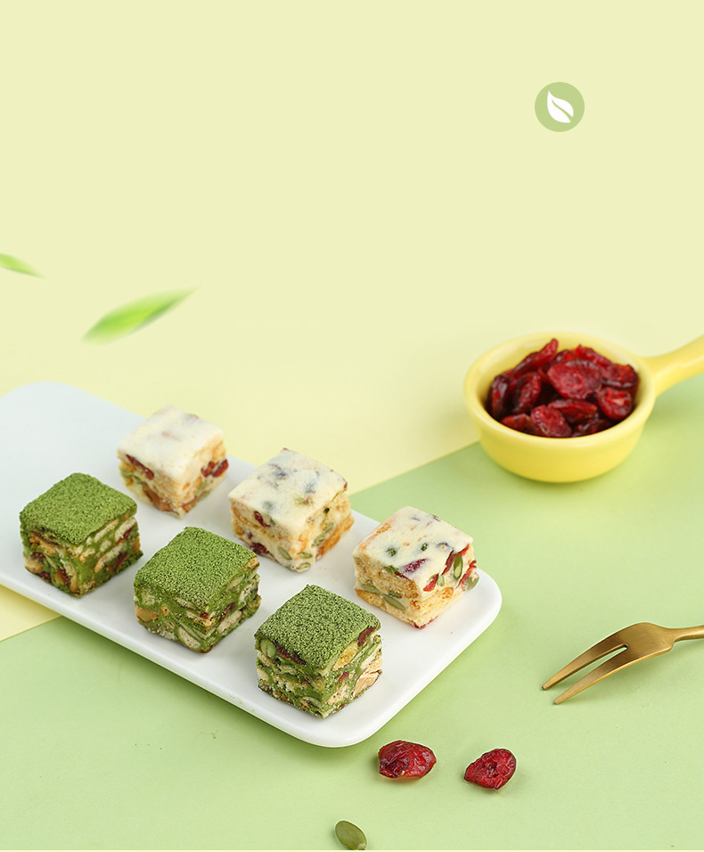 【中国直邮】 百草味 雪花酥 抹茶味200g