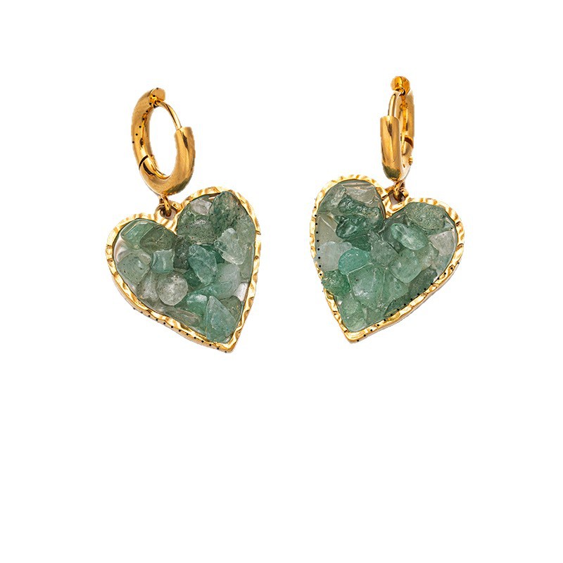 Tina europa y americana transfronterizos pernos de acero inoxidable nicho diseño universal sensación de piedra natural amatista amor pendientes para mujeres