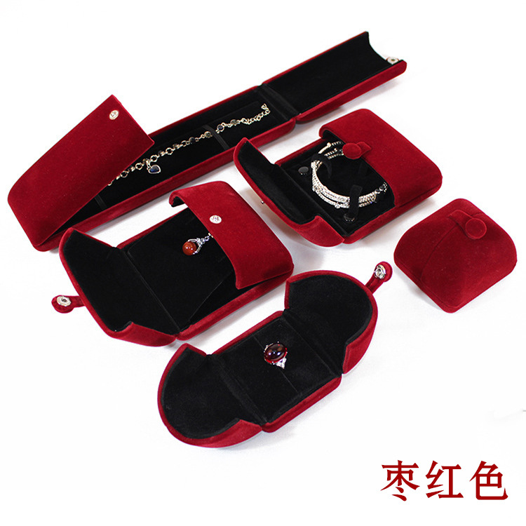 热销款绒布双开盒小清新首饰盒饰品收纳包装盒钻石戒指套链首饰盒
