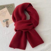 跨境新款冬季平板针织百搭围巾女北极绒加厚保暖柔软纯色毛线围脖