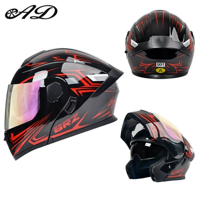 Motosiklet kaskı (dəbilqə) — Certified Motorcycle Helmet for Men, Full-Face - dot3c-red-line-colorful-mirror-high-definition-mirror-m-size-55-56cm
