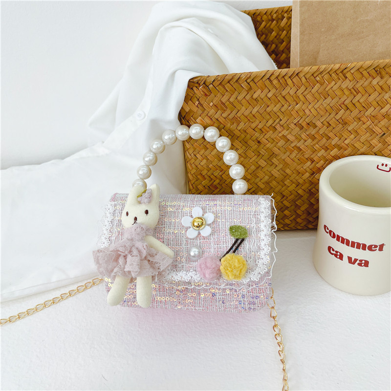 Bolso de La Perla de los niños 2023 nuevo lentejuelas pequeño bolso cuadrado moda lindo niñas bolsa decorativa bandolera