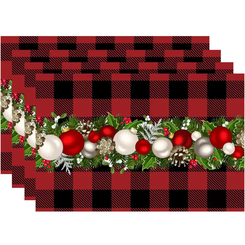 temu クロスボーダー クリスマス 新しいリネン プレースマット ホリデー パーティー パーティー デコレーション カップ 防汚断熱テーブルマット|undefined