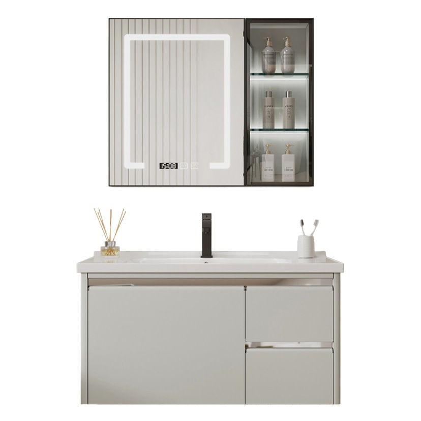 Espacio de aleación de aluminio gabinete de baño de cerámica integrado lavabo gabinete combinación moderno simple baño lavabo