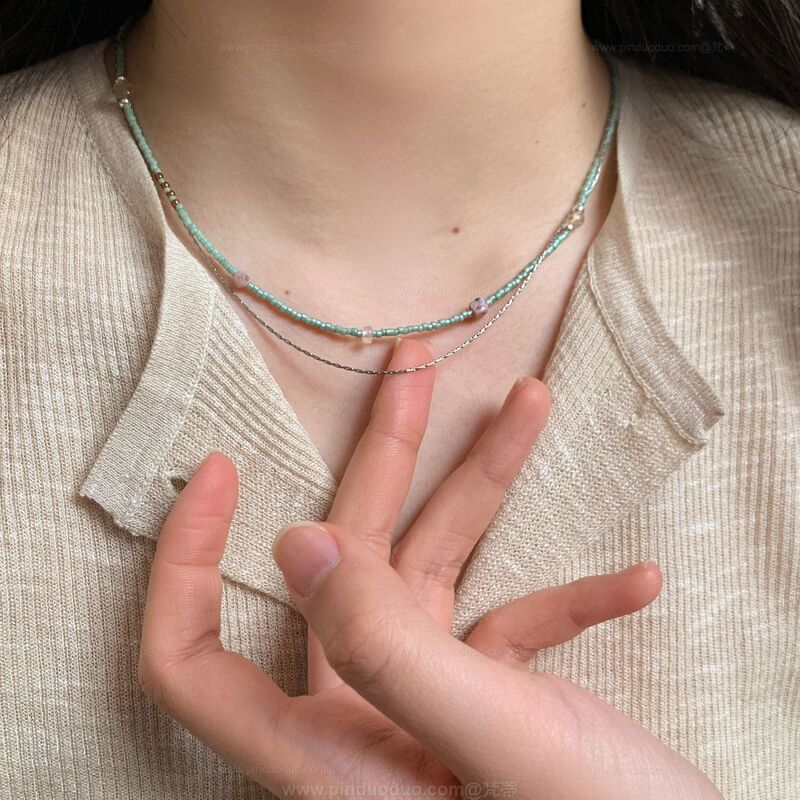 Original New Chinese Style Handmade Beaded Double-Layer Clavicle Chain Simple Rice Beads High-End Personalized Design Spring and Summer Stacking Necklace Original New Chinese Style Handmade Beaded Double-Layer Clavicle Chain Simple Rice Beads High-End Personalized Design Spring and Summer Stacking Necklace