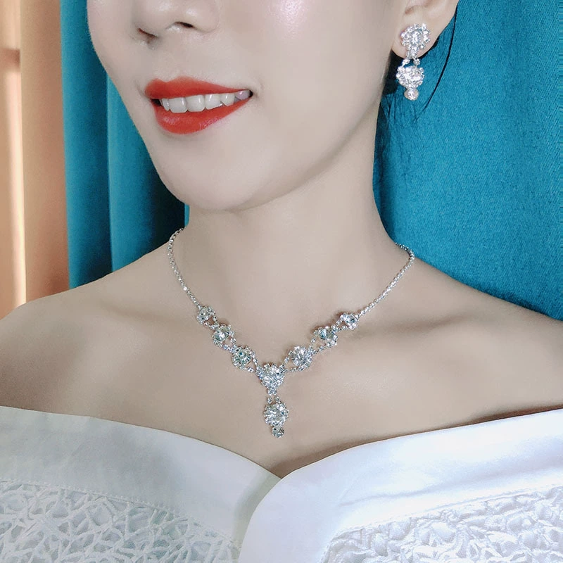 Набор Bridal Jewelry, серебряная бесцветная цепочка с кристаллами, серьги и браслет, регулируемая цепь
