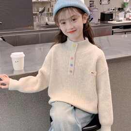 女童毛衣秋冬款2025新款洋气儿童针织衫中大童冬季毛线衣加绒加厚
