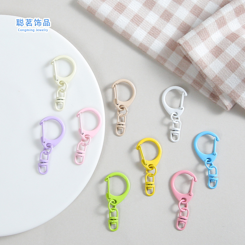 Color D-shaped buckle hanging 8-shaped buckle zinc alloy paint key chain handmade diy jewelry accessories hanging decoration materials wholesale