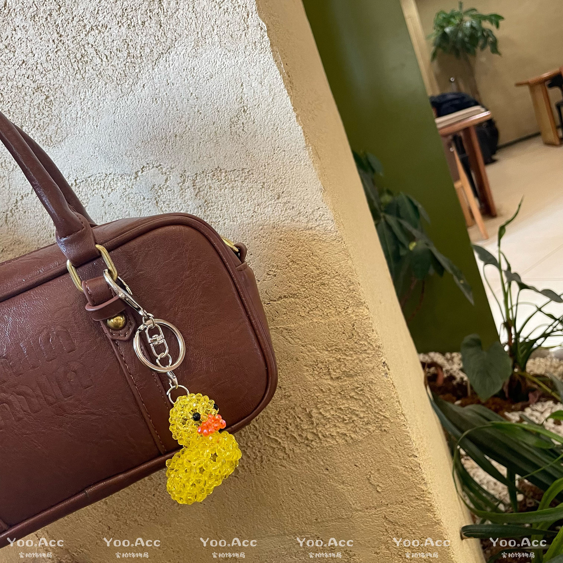 YOO real ~ explosión lindo pato amarillo con cuentas hechas a mano llavero coreano Dongdaemun ins bolsa de personalidad colgar nuevo