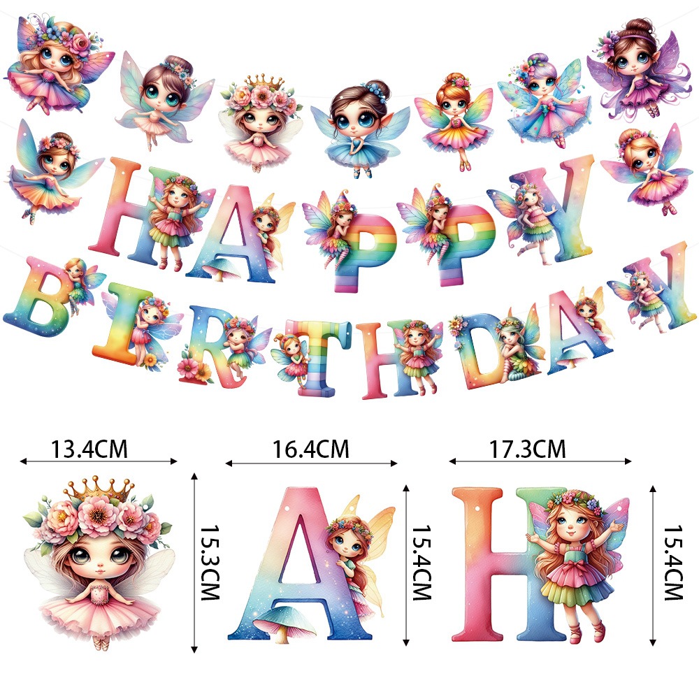 Nuevo producto decoración de fiesta de cumpleaños feliz birthday tira de la bandera bandera hada elfo tira de la bandera