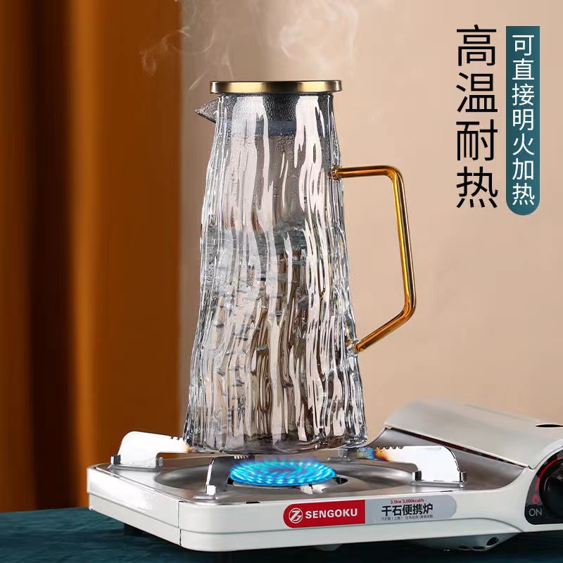 Botella de agua fría de vidrio de alto valor para el hogar de verano sala de estar botella de agua fría de vidrio de gran capacidad juego de tetera de burbujas