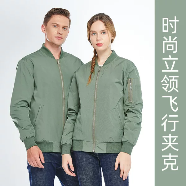 American-Style Pilot Jacket Baseball Uniform Solid Color Stand-Up Collar Men's Workwear Windbreaker Casual Workwear Men's Clothing