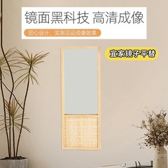 北歐風實木化妝鏡民宿酒店玄關壁掛裝飾鏡臥室梳妝檯擺放化妝鏡子