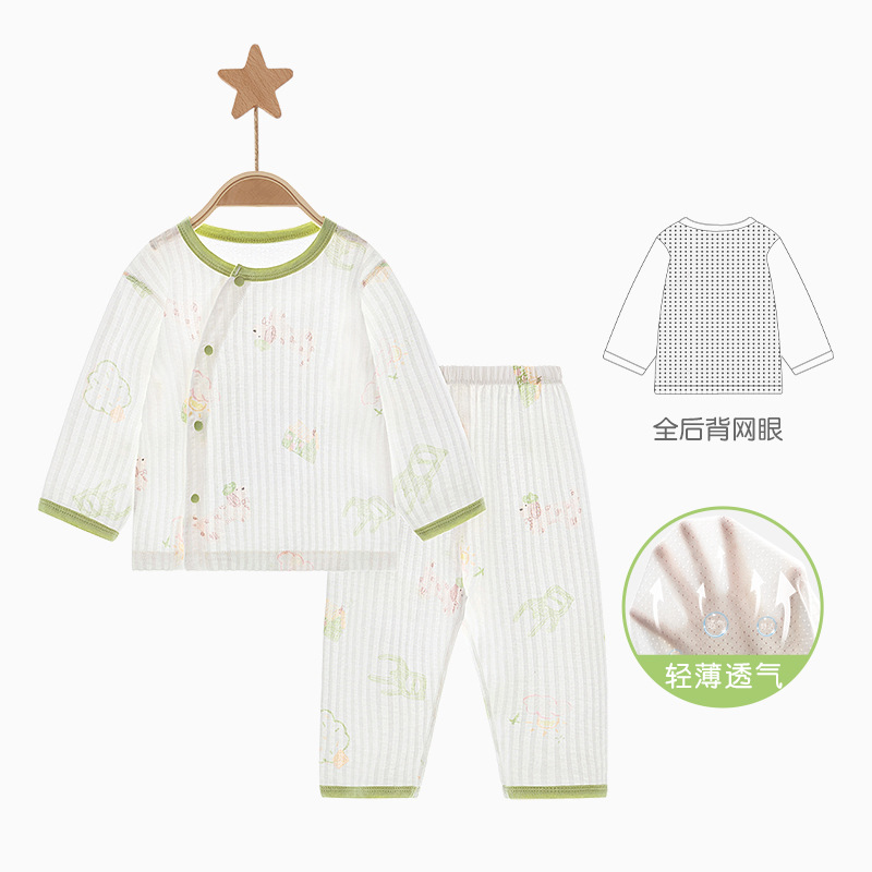 Pajamas infantiles de verano, ropa dividida delgada, 1 año, 2 niños y niñas, mangas largas, ropa de verano para bebés