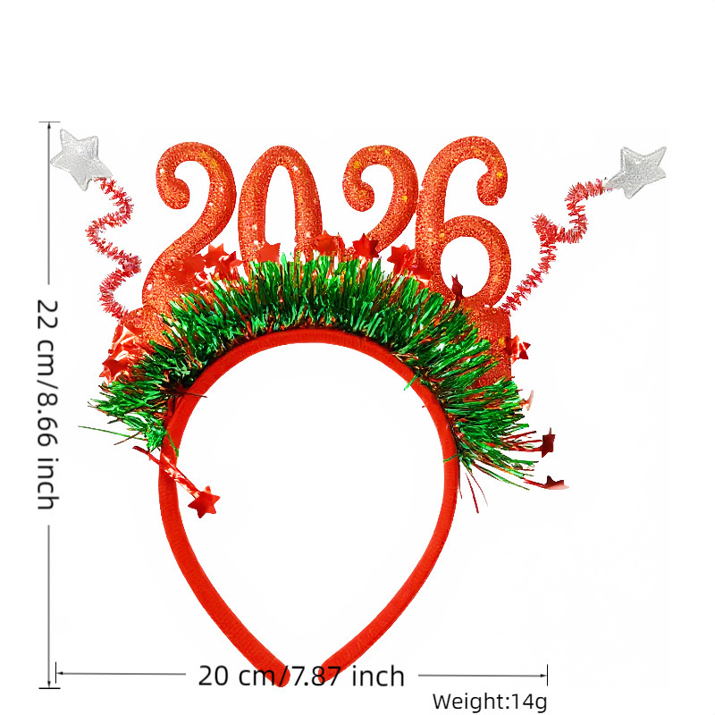 工厂现跨境新款2026新年发箍2026新年眼镜雨新年跨年节日装扮|undefined