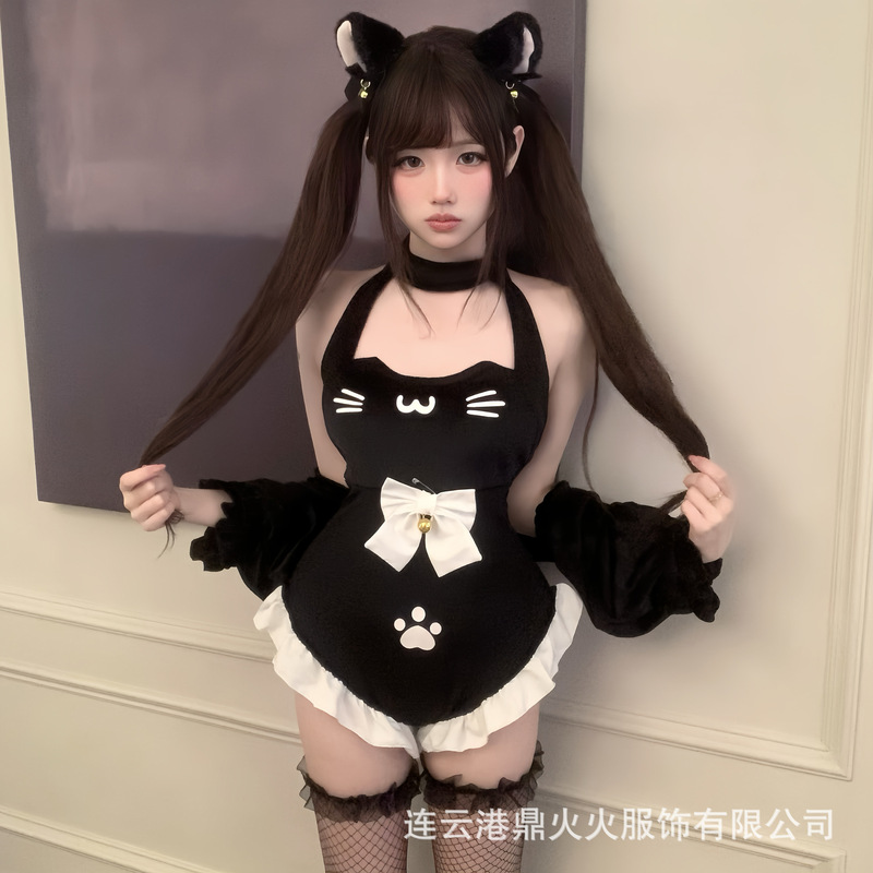 Youzhen Sexy Lingerie Cute Cat Pure Desire Sexy Pajamas Maid Uniform No-Take-Off Cute Girl Outfit Qqny