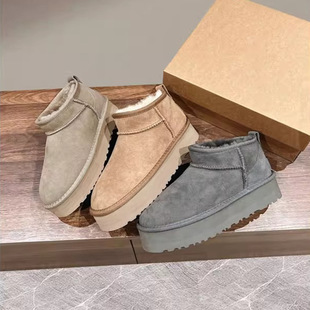 Sheepskin One Thick Bottom Short Tube Thick Warm Boots 2024 New Leg Showing Long Thick Bottom Woolen Snow Boots for Women