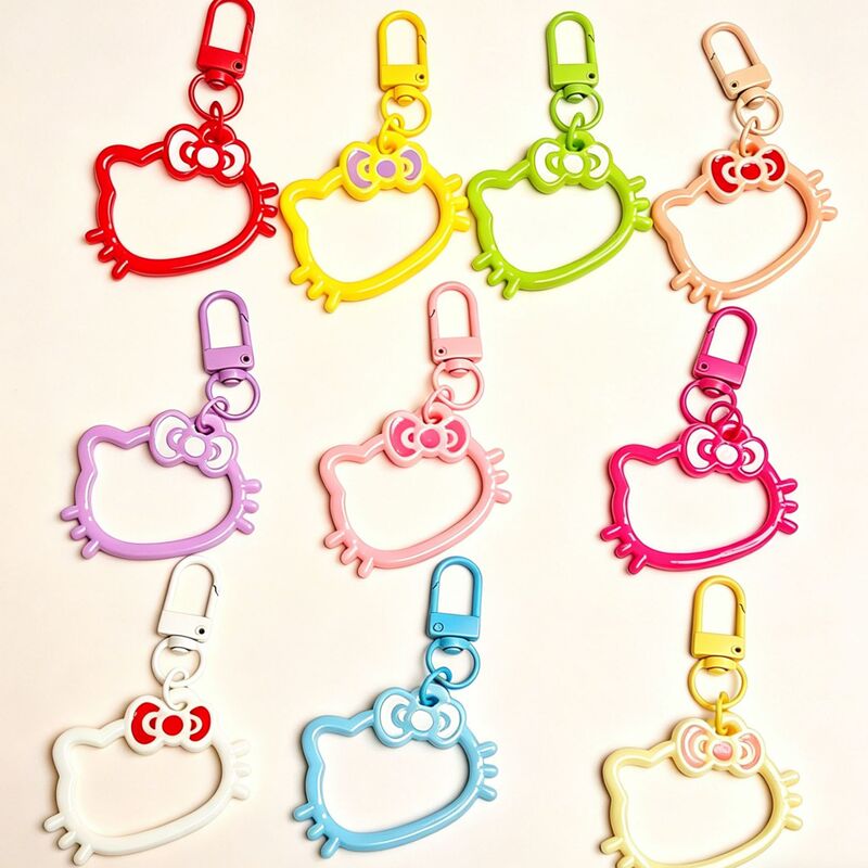 Colorful Cute Kt Cat Bowknot Door Buckle Macaron Candy Color DIY Accessory Cartoon Keychain Hanging Buckle