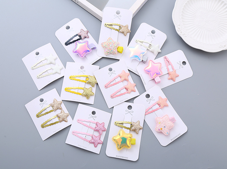 Girl's Simple Style Star Solid Color Alloy Stoving Varnish Hair Clip display picture 1