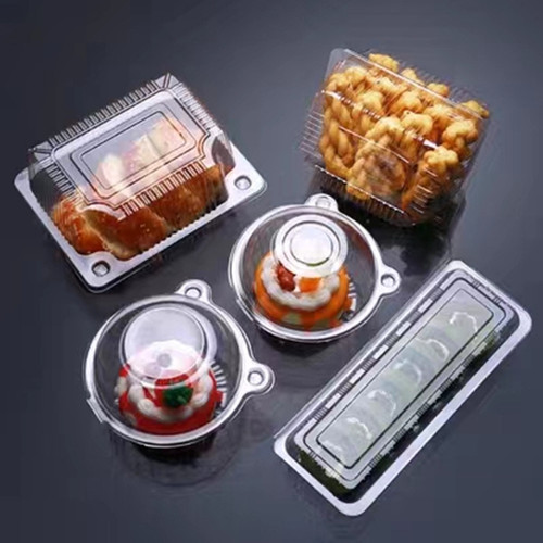 Disposable Western-style pastry box transparent thick plastic food packaging box cake bread box round cat head baking packaging
