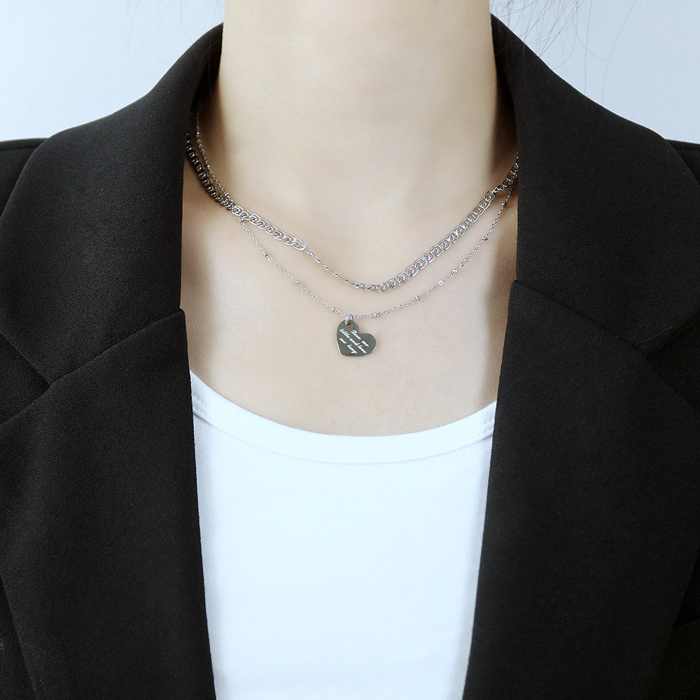 Jewelry Love Pendant Trendy Temperament Stainless Steel Necklace display picture 9