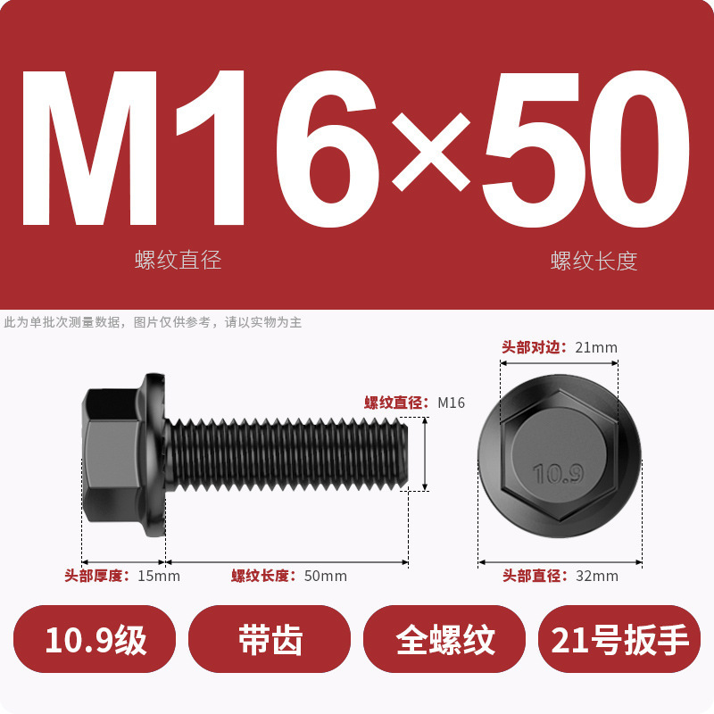 8.9段外六角フランジ面ねじ高強度GB5789プラスキャップ付マット付歯付ボルトM6M8-M20|undefined