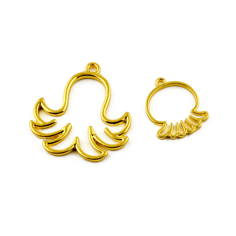 海洋生物章鱼水母UV水晶滴胶边框镂空金属框饰品滴胶配件