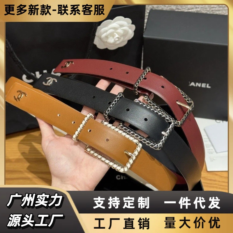 Xiangjia's New Double-Sided Cowhide Leather Belt for Women, Fashionable Dress, Korean Style Jeans Belt 3cm
