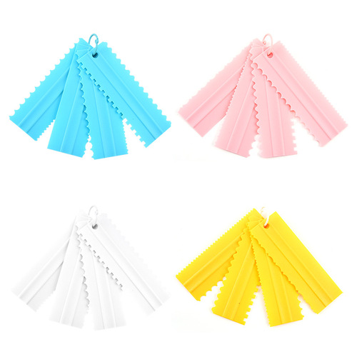 Four-piece set of cream scraper comb, plastic cream double-sided tooth scraper, cake scraper, baking tools
