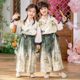 男女童中国风汉服唐装春秋季学校表演服学生国学古筝朗诵演出服潮