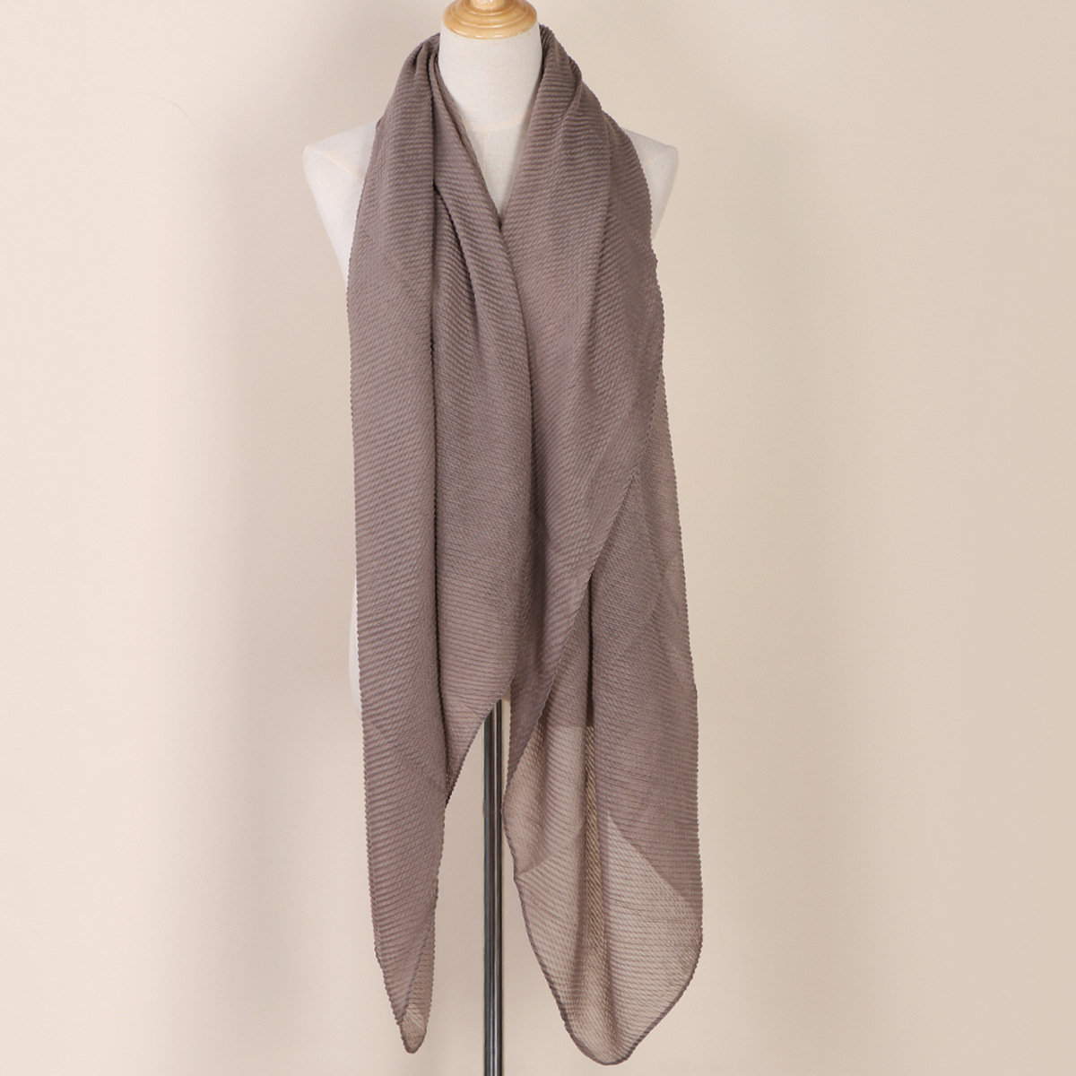 Women's Scarves wrinkled fashion plain wrinkled wrap headscarf solid color voile long shawl_voghion.com