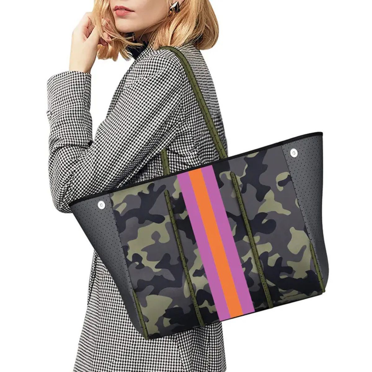 in stock Amazon Outdoor Diving Material Perforated Beach Bag Casual Mummy Bag Portable Shoulder Strap Mother Shopping Bag