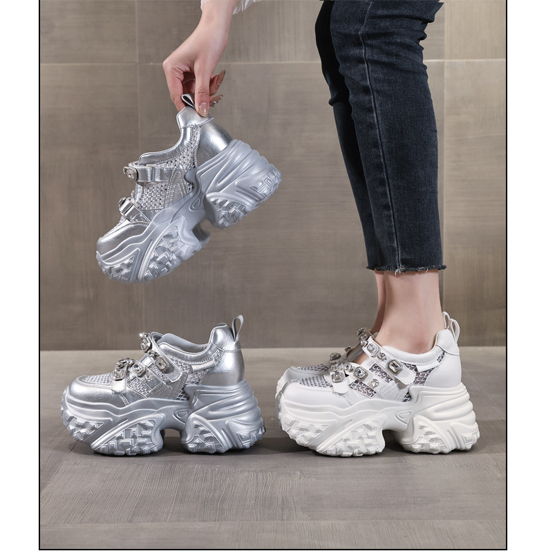 Giày sneaker nữ đế dày lưới thoáng khí phong cách thể thao — Màu trắng chi tiết 17